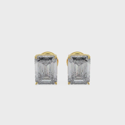 1.00ct to 6.00ct Classic Emerald Diamond Solitaire Stud