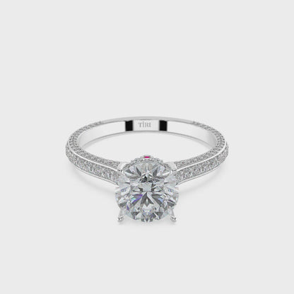 Pave Solitaire Engagement Ring