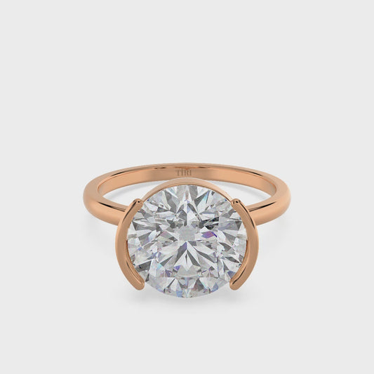 3.00 TW Round Half Bezel Diamond Ring