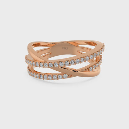 Multi Row Criss Cross Diamond Ring