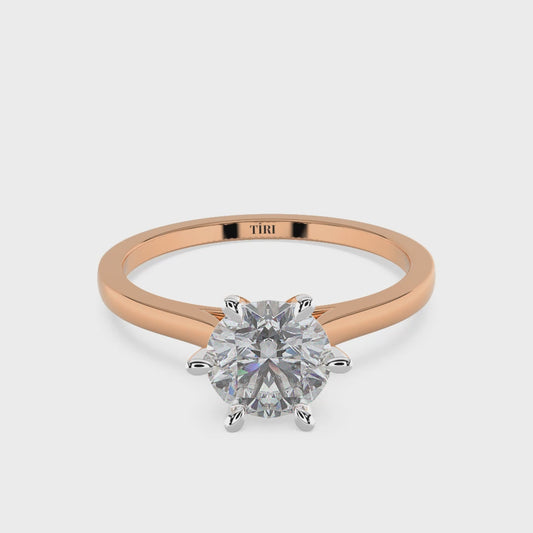 0.85 TW 6 Prong Round Diamond Ring