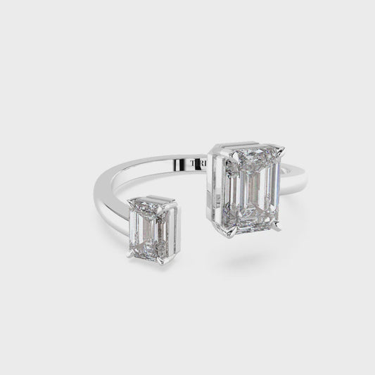 1.39 TW Duo Emerald Diamond Ring