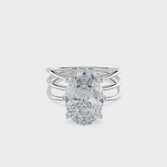 3.00 TW Oval Trio Band Diamond Ring