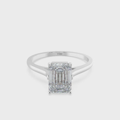 Classic Emerald Diamond Solitaire Ring