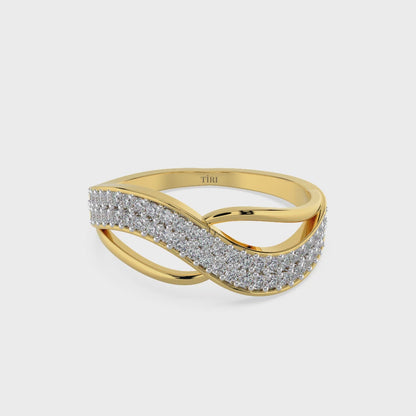 Golden Wave Diamond Ring
