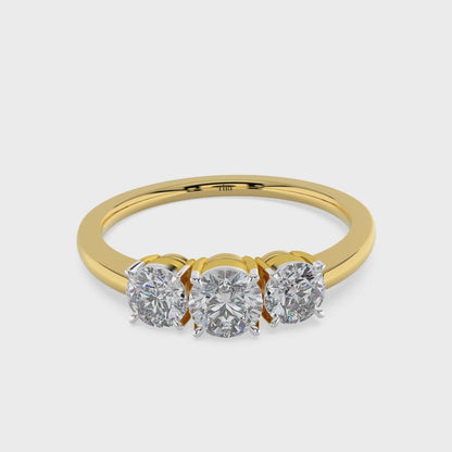 Golden Three-Stone Ring
