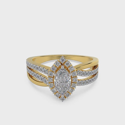 Marquise Gold Halo Ring