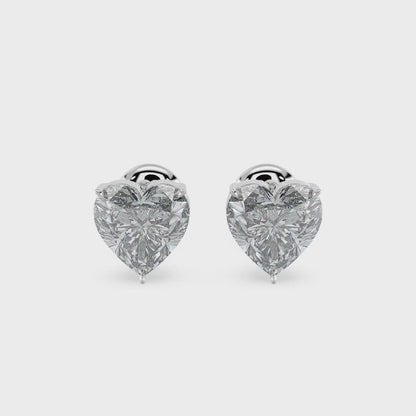 1.00ct to 6.00ct Classic Heart Diamond Solitaire Stud